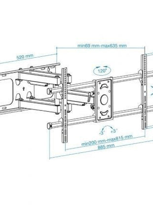 Soporte de Pared Giratorio/ Inclinable/ Nivelable TooQ LP3790TN - B para TV de 43 - 90'/ hasta 75kg - Tiensol