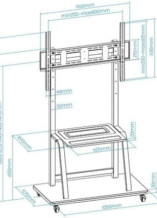 Soporte de Suelo Ajustable con Ruedas TooQ FS20101M - B para TV de 37 - 100'/ hasta 150kg - Tiensol