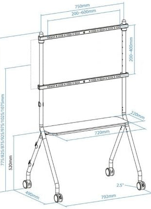 Soporte de Suelo con Ruedas TooQ iLOVE FS20207M - W para TV de 49 - 80'/ hasta 50kg - Tiensol