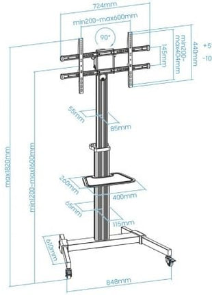 Soporte de Suelo Inclinable/ Ajustable con Ruedas TooQ FS1886M - B para TV de 37 - 86'/ hasta 50kg - Tiensol