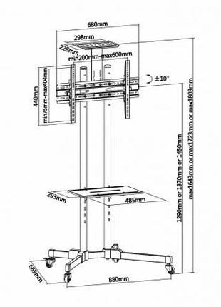 Soporte de Suelo Inclinable con Ruedas Aisens FT70TE - 035 para TV de 37 - 70'/ hasta 50kg - Tiensol