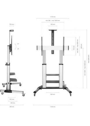 Soporte de Suelo Inclinable con Ruedas y Manivela Aisens FT100TE - 125 para TV 60 - 100'/ hasta 100kg - Tiensol