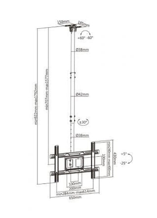 Soporte de Techo Giratorio/ Inclinable/ Extensible Aisens CT80TSE - 075 para TV de 37 - 80'/ hasta 50kg - Tiensol