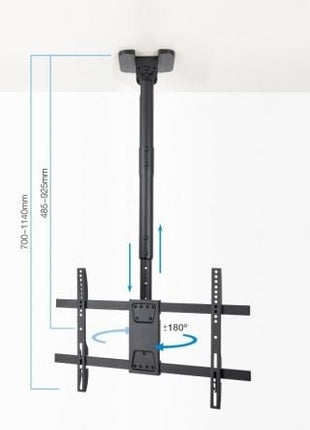 Soporte de Techo Giratorio/ Inclinable/ Nivelable TooQ LPCE1186TSLI - B para TV de 43 - 86'/ hasta 60kg - Tiensol