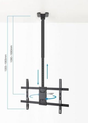 Soporte de Techo Giratorio/ Inclinable/ Nivelable TooQ LPCE1186TSLI - XL - B para TV de 43 - 86'/ hasta 60kg - Tiensol