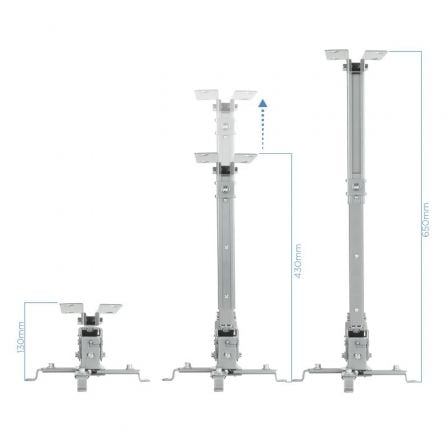 Soporte de Techo para Proyector TooQ PJ2012T - S/ Inclinable - Nivelable/ hasta 20kg - Tiensol