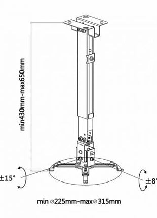 Soporte de Techo/ Pared para Proyector Aisens CWP01TSE - 047/ Inclinable - Extensible/ hasta 20kg - Tiensol