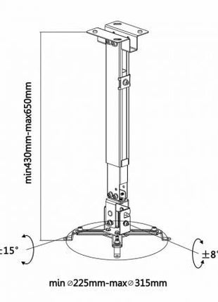 Soporte de Techo/ Pared para Proyector Aisens CWP01TSE - 049/ Inclinable - Extensible/ hasta 20kg - Tiensol