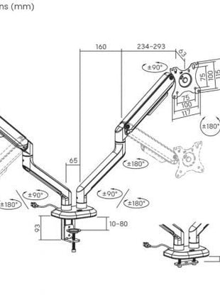 Soporte Gaming para 2 Monitores Aisens DT32TSR - 297/ hasta 9kg - Tiensol