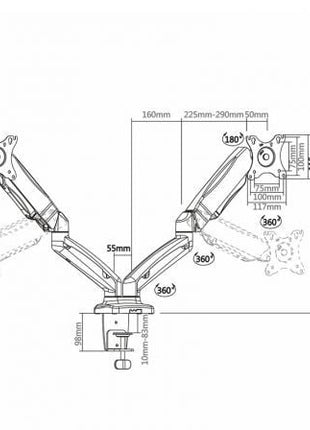 Soporte para 2 Monitores Aisens DT27TSR - 045/ hasta 9kg - Tiensol