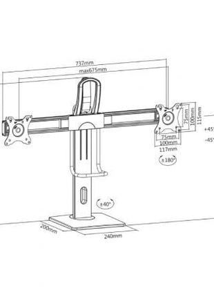 Soporte para 2 Monitores Aisens DT27TSR - 065/ hasta 6kg - Tiensol