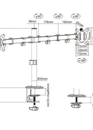 Soporte para 2 Monitores o TV Aisens DT32TSR - 149/ hasta 9kg - Tiensol