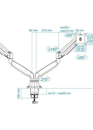 Soporte para 2 Monitores TooQ DB3132TNR - S/ hasta 9kg - Tiensol