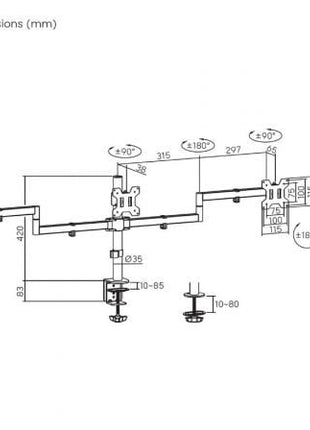 Soporte para 3 Monitoesr Aisens DT27TSR - 281/ hasta 10kg - Tiensol