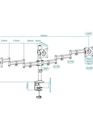 Soporte para 3 Monitores TooQ DB1327TN - B/ hasta 8kg - Tiensol