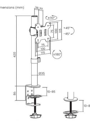 Soporte para Monitor Aisens DT32TSR - 275/ hasta 10kg - Tiensol