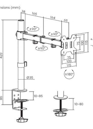 Soporte para Monitor Aisens DT32TSR - 277/ hasta 10kg - Tiensol