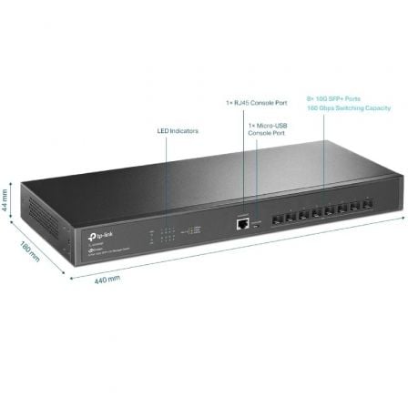 Switch Gestionable TP - Link Omada JetStream TL - SX3008F/ 8 Puertos/ SFP+ 10GE - Tiensol