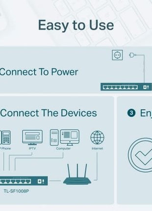 Switch TP - Link SF1008P 8 Puertos/ RJ - 45 10/100 PoE - Tiensol