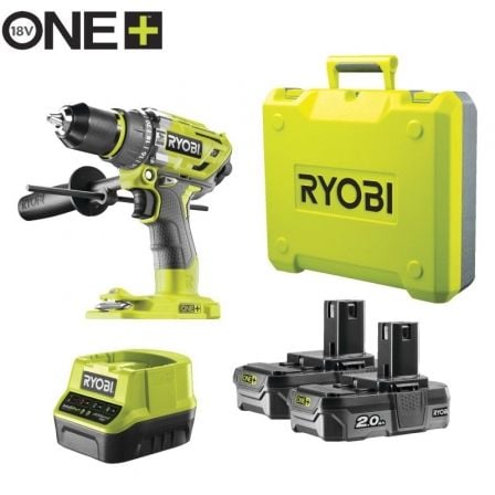 Taladro - Atornillador Sin Cable Ryobi ONE+ R18PD7 - 220B/ 2 baterías 18V 2,0 Ah/ Cargador 2,0 A/ Bolsa de Transporte - Tiensol