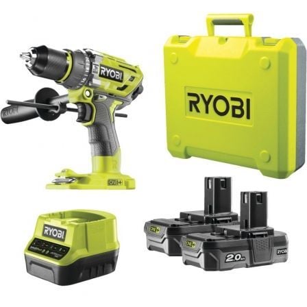 Taladro - Atornillador Sin Cable Ryobi ONE+ R18PD7 - 220B/ 2 baterías 18V 2,0 Ah/ Cargador 2,0 A/ Bolsa de Transporte - Tiensol