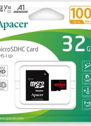 Tarjeta de Memoria Apacer 32GB microSD HC UHS 1 con Adaptador/ Clase 10/ 100MBs - Tiensol