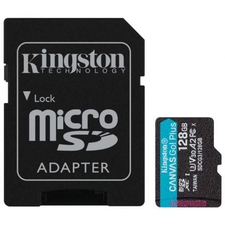 Tarjeta de Memoria Kingston CANVAS Go! Plus 128GB microSD XC con Adaptador/ Clase 10/ 170MBs - Tiensol