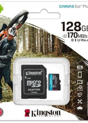 Tarjeta de Memoria Kingston CANVAS Go! Plus 128GB microSD XC con Adaptador/ Clase 10/ 170MBs - Tiensol