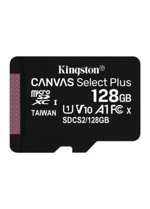 Tarjeta de Memoria Kingston CANVAS Select Plus 128GB microSD XC/ Clase 10/ 100MBs - Tiensol