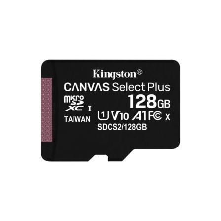 Tarjeta de Memoria Kingston CANVAS Select Plus 128GB microSD XC/ Clase 10/ 100MBs - Tiensol