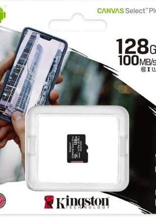 Tarjeta de Memoria Kingston CANVAS Select Plus 128GB microSD XC/ Clase 10/ 100MBs - Tiensol