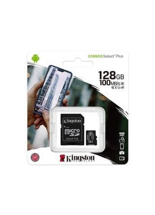 Tarjeta de Memoria Kingston CANVAS Select Plus 128GB microSD XC con Adaptador/ Clase 10/ 100MBs - Tiensol