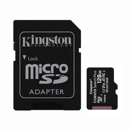 Tarjeta de Memoria Kingston CANVAS Select Plus 128GB microSD XC con Adaptador/ Clase 10/ 100MBs - Tiensol