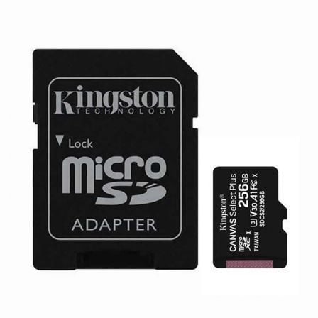 Tarjeta de Memoria Kingston CANVAS Select Plus 256GB microSD XC con Adaptador/ Clase 10/ 100MBs - Tiensol