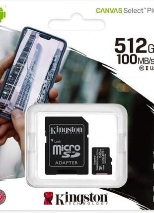 Tarjeta de Memoria Kingston CANVAS Select Plus 512GB microSD XC con Adaptador/ Clase 10/ 100MBs - Tiensol