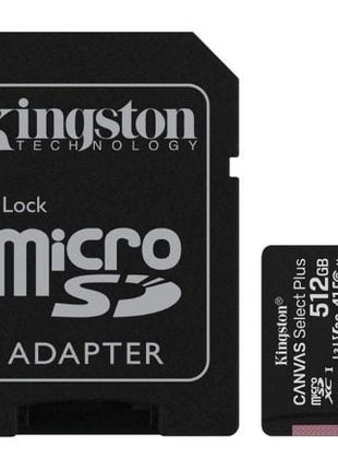 Tarjeta de Memoria Kingston CANVAS Select Plus 512GB microSD XC con Adaptador/ Clase 10/ 100MBs - Tiensol