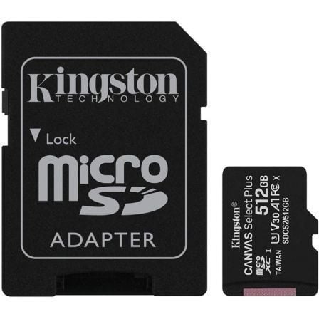 Tarjeta de Memoria Kingston CANVAS Select Plus 512GB microSD XC con Adaptador/ Clase 10/ 100MBs - Tiensol