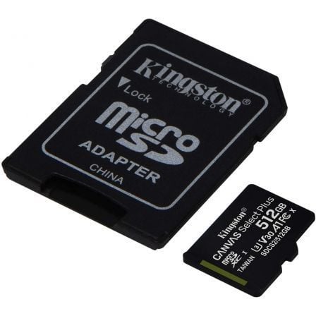 Tarjeta de Memoria Kingston CANVAS Select Plus 512GB microSD XC con Adaptador/ Clase 10/ 100MBs - Tiensol