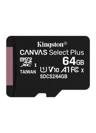 Tarjeta de Memoria Kingston CANVAS Select Plus 64GB microSD XC/ Clase 10/ 100MBs - Tiensol