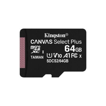 Tarjeta de Memoria Kingston CANVAS Select Plus 64GB microSD XC/ Clase 10/ 100MBs - Tiensol