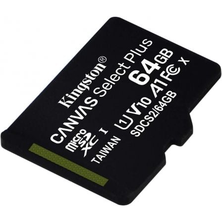 Tarjeta de Memoria Kingston CANVAS Select Plus 64GB microSD XC/ Clase 10/ 100MBs - Tiensol