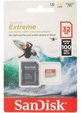 Tarjeta de Memoria SanDisk Extreme 32GB microSD HC UHS - I con Adaptador/ Clase 10/ 100MBs - Tiensol