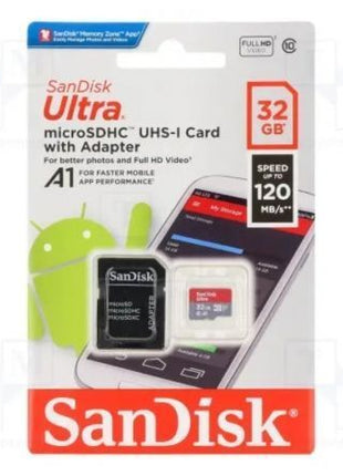 Tarjeta de Memoria SanDisk Ultra 32GB microSD HC UHS - I con Adaptador/ Clase 10/ 120MBs - Tiensol