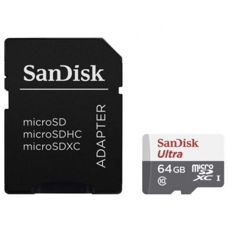 Tarjeta de Memoria SanDisk Ultra 64GB microSD XC con Adaptador/ Clase 10/ 100MB/s - Tiensol