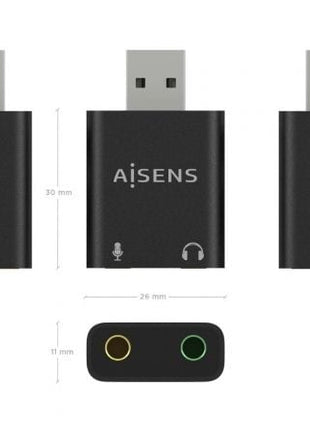 Tarjeta de Sonido Aisens A106 - 0768/ USB Macho - 2x Jack 3.5 Hembra - Tiensol