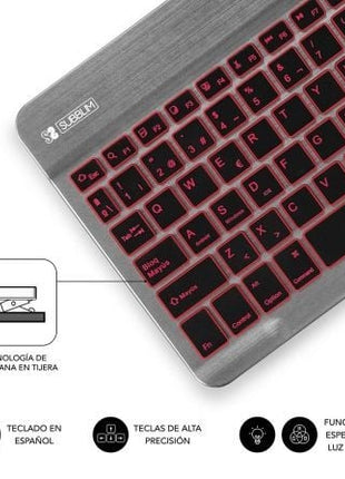 Teclado Compacto Inalámbrico por Bluetooth Subblim Smart Backlit/ Gris - Tiensol