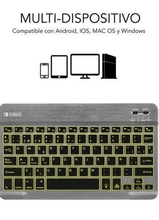 Teclado Compacto Inalámbrico por Bluetooth Subblim Smart Backlit/ Gris - Tiensol