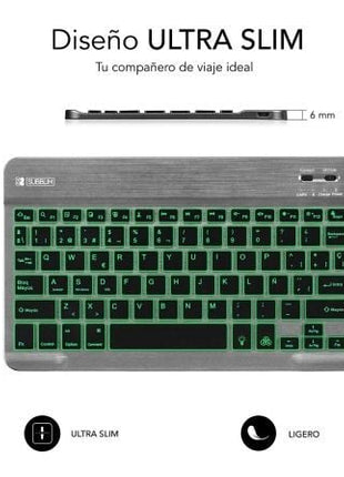 Teclado Compacto Inalámbrico por Bluetooth Subblim Smart Backlit/ Gris - Tiensol