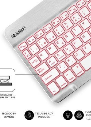 Teclado Compacto Inalámbrico por Bluetooth Subblim Smart Backlit/ Plata - Tiensol