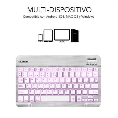 Teclado Compacto Inalámbrico por Bluetooth Subblim Smart Backlit/ Plata - Tiensol